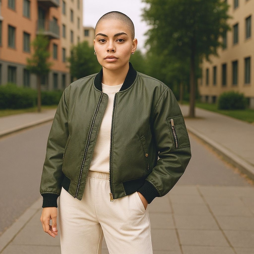 Zara Khaki Bomber Jacket